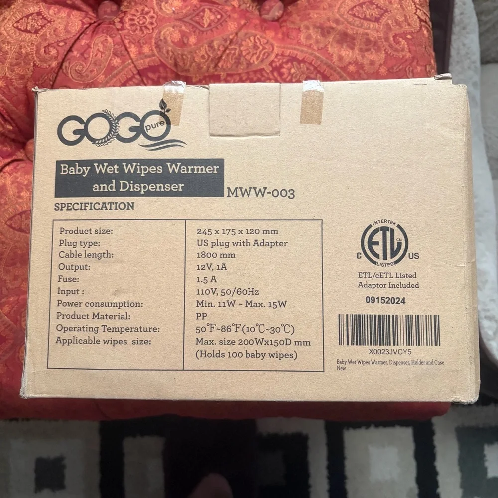 GoGo Pure Baby Wet Wipes Warmer & Dispenser MWW-003 New Open Box Pink Electric